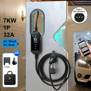 32A Tek Faz Tip 2 Şarj Kablosu 7kw 5m Ev Şarj Cihazı Elektrikli Araç Şarj Cihazı Taşınabilir Cee Fişli