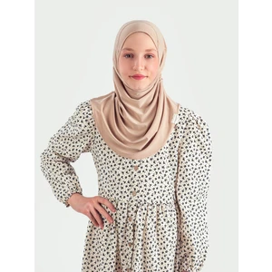 Pratik Pileli Kız Çocuk  Hazır  Eşarp Hijab - Bej