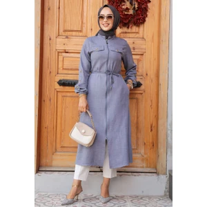 Neva Style Düğmeli Gri Tesettür Tunik 645GR