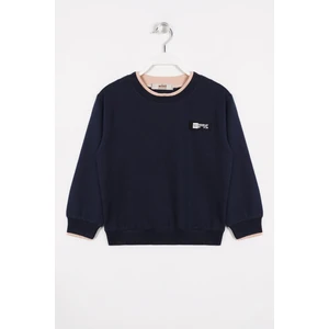 Yakası Kaşkorse Detaylı Lacivert Renk Erkek Çocuk Sweatshirt