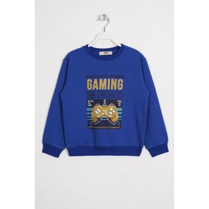 Gaming Baskılı Saks Renk Erkek Çocuk Sweatshirt