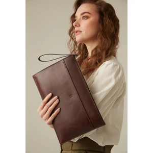 Helmbrook London Beverly Kadın Kahve Deri Cepli Fermuarlı Rfid Korumalı Portföy Çanta