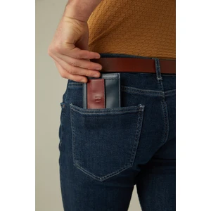 Helmbrook London Rigby Erkek Lacivert Bordo Deri Cep Tasarım Çok Bölmeli Rfid Korumalı Cüzdan