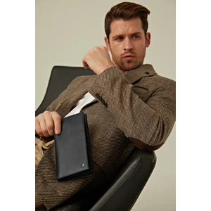 Helmbrook London Tripp Erkek Siyah Deri Özel Tasarım Çok Bölmeli Rfid Korumalı Seyehat Cüzdanı