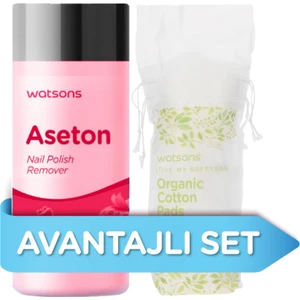 Aseton 150 ml + Organik Pamuk 50'li Çanta Set