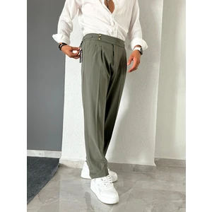 LA 1 END Italyan Model Tokalı Ayarlanabilir Kemer Pileli Baggy Kumaş Pantalon