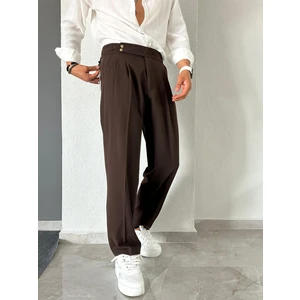 LA 1 END Italyan Model Tokalı Ayarlanabilir Kemer Pileli Baggy Kumaş Pantalon