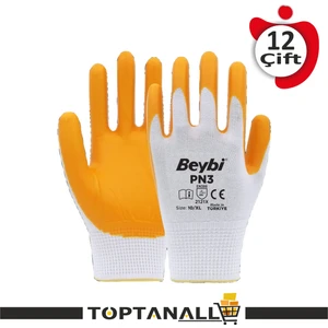 Pn3 Polyester Örme Nitril Sarı Iş Eldiveni (12 Çift)