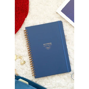 Matt Notebook 20X28 cm A4 Lastikli Spiralli Sert Kapak Not Defteri Çizgili Lacivert