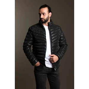 Zeki Özer Erkek Siyah Şişme Deri Mont