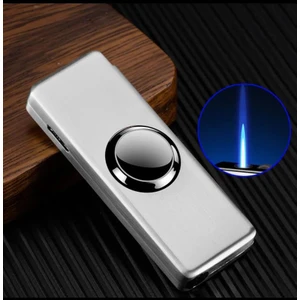 Stres Çarklı Dönen Rüzgar Geçirmez Metal Gümüş Gri Jet Çakmak