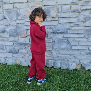 Bebeğime Çorap Çocuk Alt Üst Eşofman Kapüşonlu Kalın Kumaş Ikili Takım - Üç Iplik Şardonlu