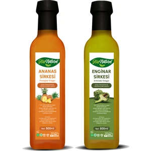 His Naturel Organik Yıllanmış Ananas Enginar Sirkesi Doğal Fermantasyon 2'li Set 500 Ml.