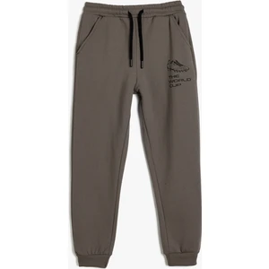 Jogger Eşofman Altı Slogan Baskılı Cepli Beli Bağlamalı