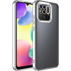 Cepte Aksesuar Xiaomi Redmi 10C Kılıf Kamera Korumalı Logo Gösteren Omega Kapak - Gümüş