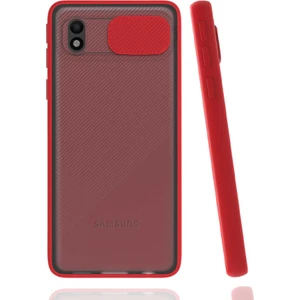 Cepte Aksesuar Galaxy A01 Core Kılıf Zore Lensi Kapak-Kırmızı