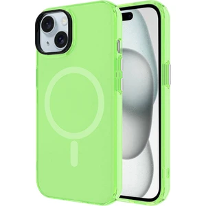 Cepte Aksesuar Apple iPhone 15 Kılıf Zore Magsafe Şarj Özellikli Buzlu Transparan C-Pro Sert Kapak-Yeşil