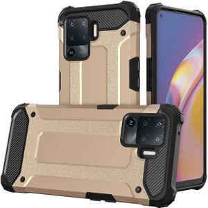 Cepte Aksesuar Oppo Reno 5 Lite Kılıf Zore Crash Silikon Kapak-Gold