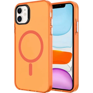 Cepte Aksesuar Apple iPhone 11 Kılıf Zore Magsafe Şarj Özellikli Buzlu Transparan C-Pro Sert Kapak-Turuncu