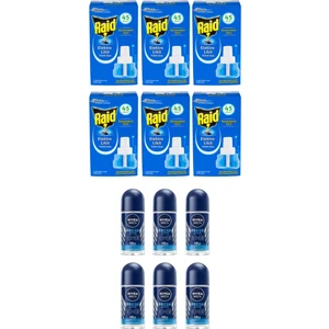 Elektrolikit Sinek Kovucu Yedek Şişe 45 Gece 6 Adet+Nivea Rollon Fresh Active 25 ml 6 Adet