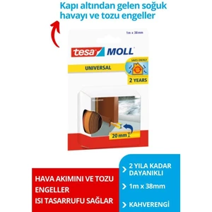 Tesamoll® Genel Amaçlı Kapı-Zemin Arası Köpük, Kahverengi, 1m x 38MM