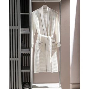 Pathier %100 Pamuk Kimono Unisex Bornoz - Beyaz/bej