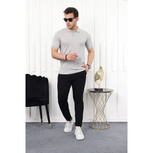 Erkek Polo Yaka T-Shirt Iki Iplik Eşofman Altı Regular Fit Eşofman Takımı