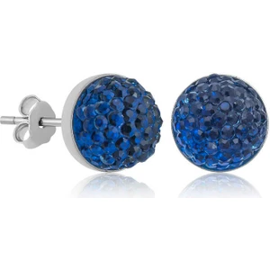 Gümüş Kristal Mavi Çivili Küpe