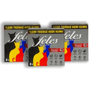 Tozsuz Kedi Kumu 3 Adet Kutu 8 lt (Tamamen Doğal , Aktif Karbonlu)