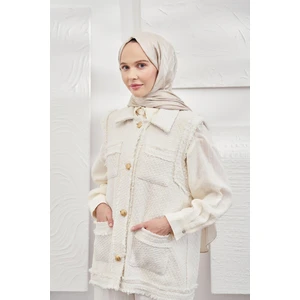 Jakarlı Şal - Zigzag Desenli - Taş