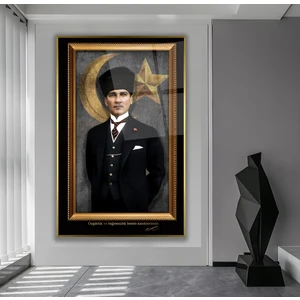 Emya Home Metal Çerçeveli Atatürk Cam Tablo