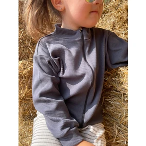 Bebeğime Çorap Kaşkorse Oversize Önü Fermuarlı Dik Yaka Hırka