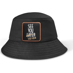 Bucket See You Later Never - 2 Kod Logolu Unisex Siyah Şapka (Cap)