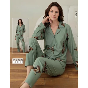 Kadın Süet Boydan Düğmeli Pijama Takımı 02001- 1 Adet