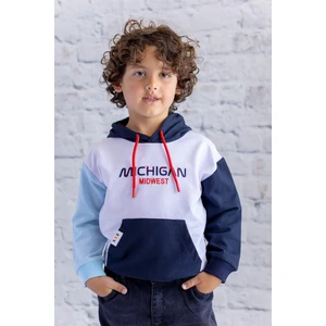 Erkek Çocuk Kapüşonlu Nakışlı Sweatshirt - Lacivert