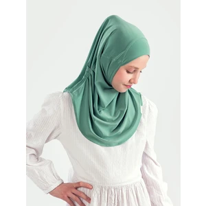 Pratik Pileli Kız Çocuk Hazır Eşarp Hijab - Yeşil