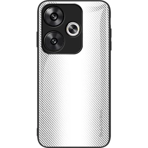 4U Sky Xiaomi Poco F6 5g Telefon Kılıfı Temperli Cam + Tpu Telefon Kapağı Karbon Fiber Doku-Beyaz (Yurt Dışından)