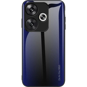 4U Sky Xiaomi Poco F6 5g Telefon Kılıfı Temperli Cam + Tpu Telefon Kapağı Karbon Fiber Doku-Koyu Mavi (Yurt Dışından)
