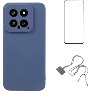 4U Sky Wanlonfeng Rb1 Serisi Xiaomi 14 Kılıf Yumuşak Astar Tpu Telefon Kapağı Ekran Koruyucu + Kordon-Lavanta Gri (Yurt Dışından)