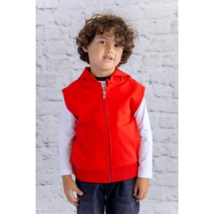 Çocuk Basic Kapüşonlu Yelek - Kırmızı