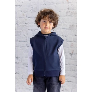 Çocuk Basic Kapüşonlu Yelek - Lacivert
