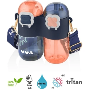 Tkk Tek Gövde Çift Hazneli Pipetli-Pipetsiz Kullanım Askı Aparatlı Çocuk Su Şişesi - 800 Ml.