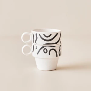 Bella Maison Abstract Espresso 2'li Set Siyah (105 Cc)