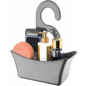 Tiesa Home Plastik Askı Duş Sabunluk Lif Kabı Banyo Sepeti Düzenleyici Organizer Gri
