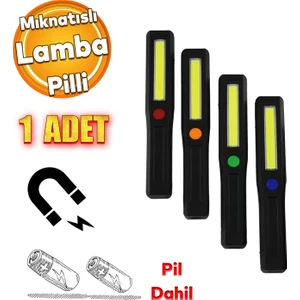 Pilli El Feneri Kamp Lambası Mıknatıslı Renkli Işıldak Açılı LED Fener Oto Tamir Lambası 1 Adet