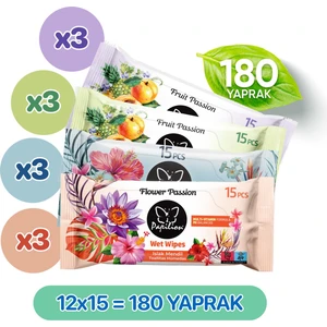 Flower Passion Islak Cep Mendili 12X15 180 Yaprak