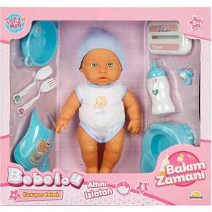 Bebelou Bebek Seti Bakım Zamanı Sesli Gülen Ağlayan 32 cm 38239 Mavi