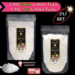 Hanzade Bitkisel Limon Tuzu Tane 1 kg + Limon Tuzu Toz 1 kg Set