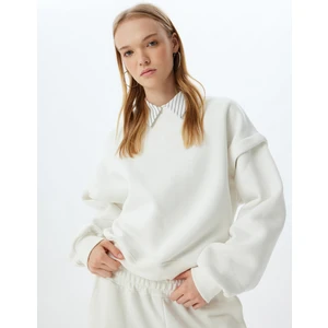 Basic Oversize Sweatshirt Uzun Kollu Bisiklet Yaka Dikiş Detaylı