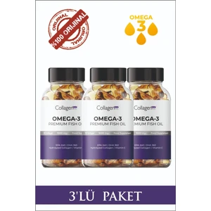 3 Adet Omega-3 Premium Fish Oil 90 Softgel X 1000Mg, Balık Yağı, Hidrolize Kolajen